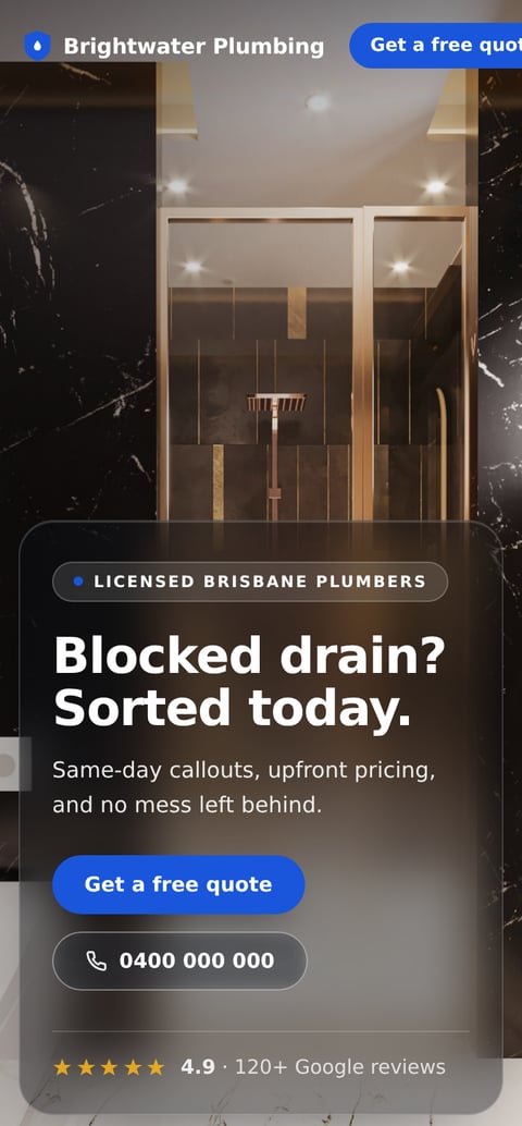Brightwater Plumbing - a site built with Notice