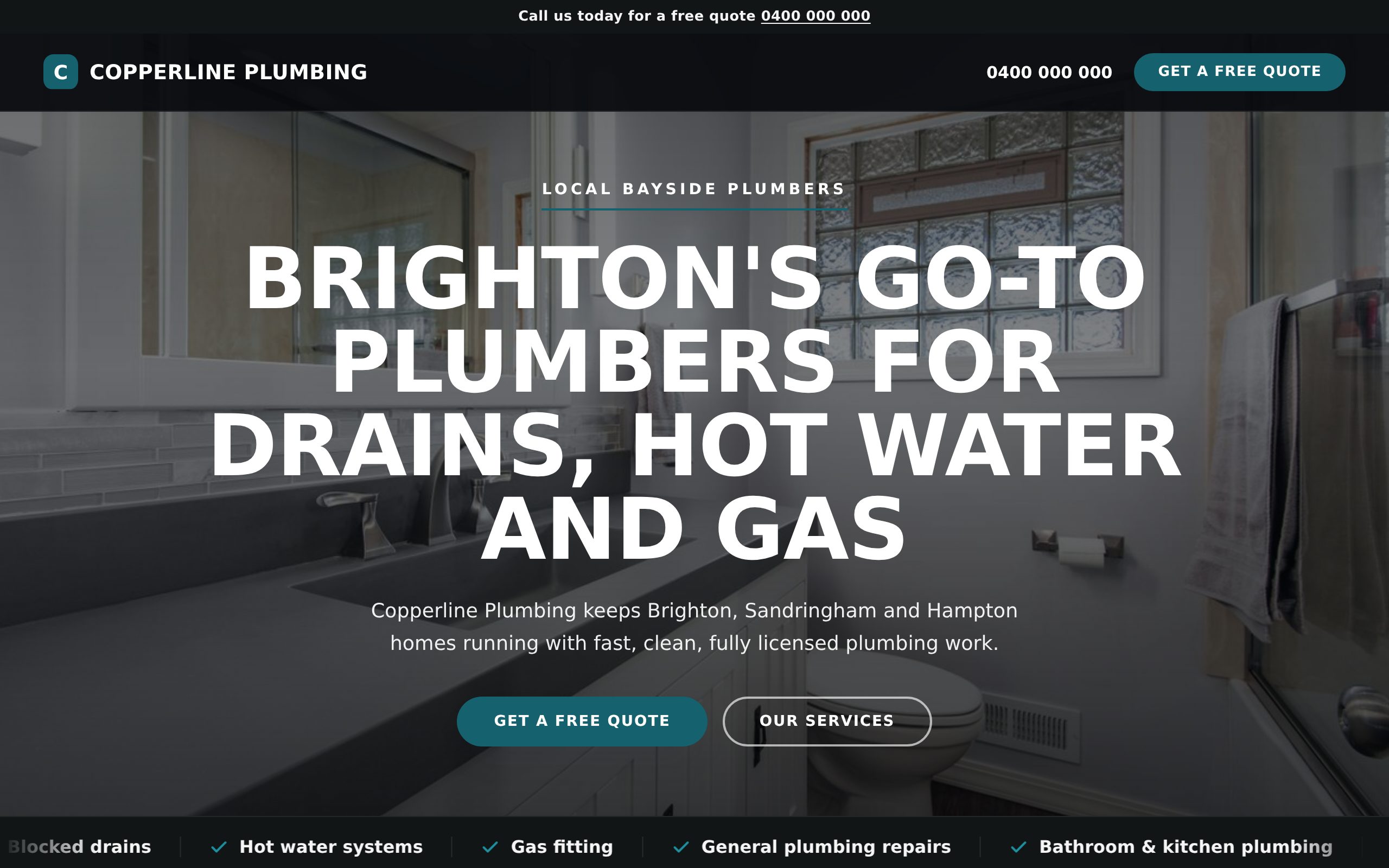 Copperline Plumbing - a site built with BookingSprint