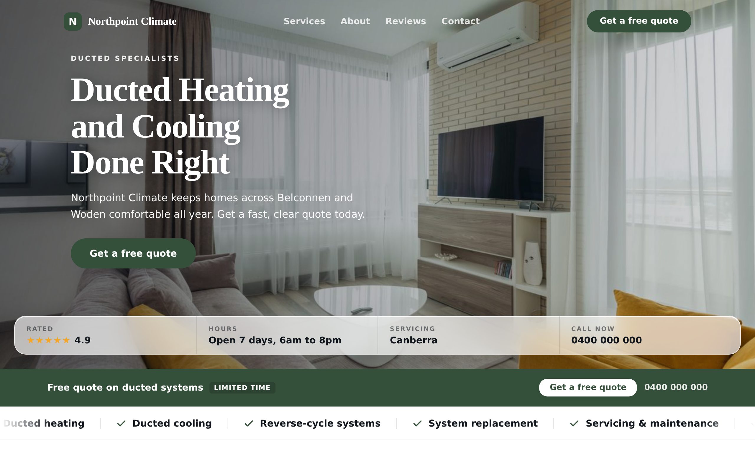 Northpoint Climate - a site built with BookingSprint