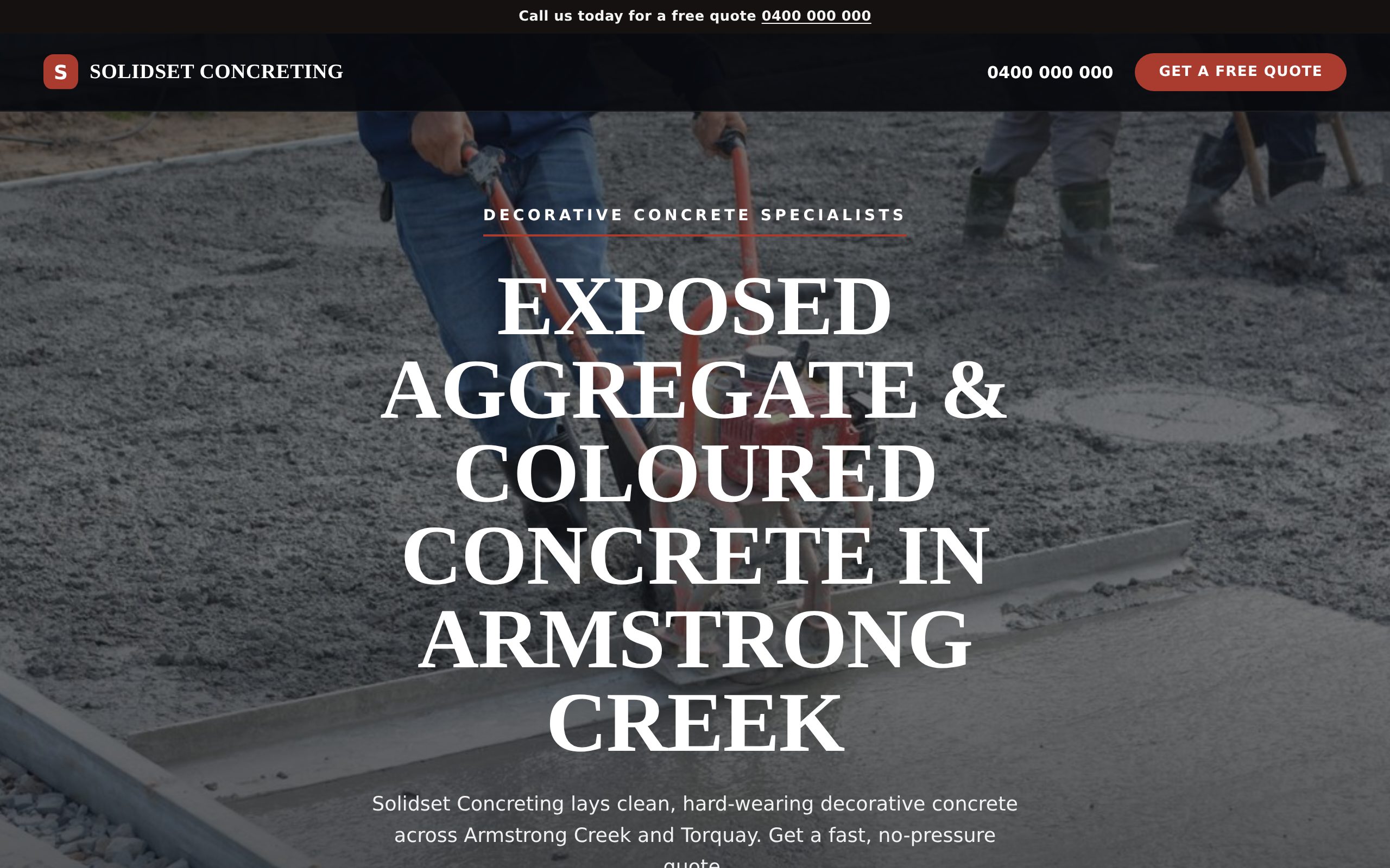 Solidset Concreting - a site built with BookingSprint