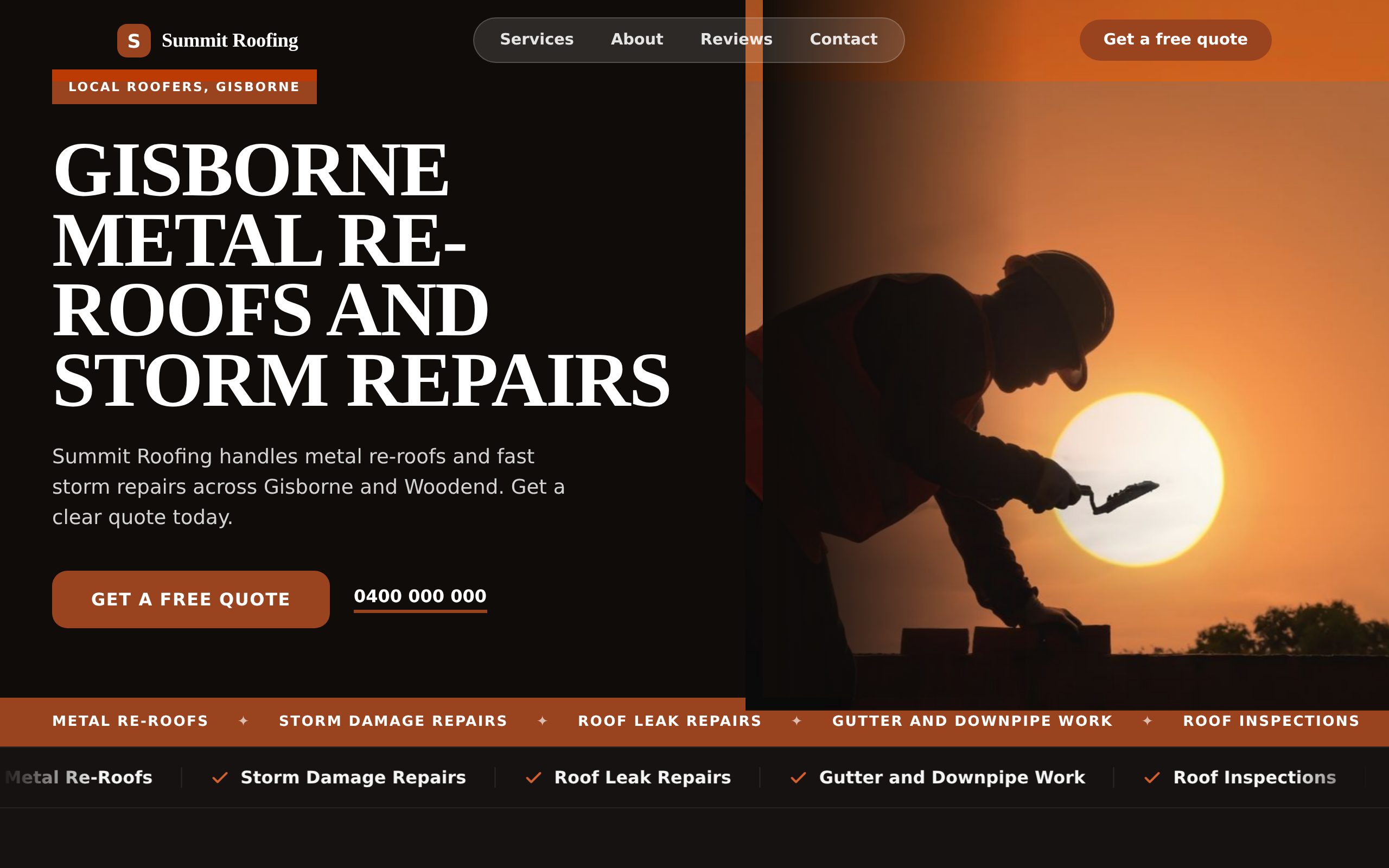 Summit Roofing - a site built with BookingSprint